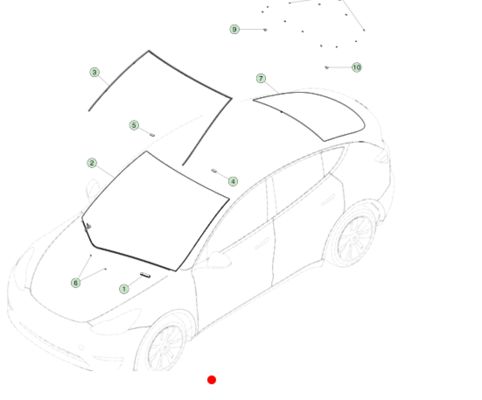 ซีลขอบกระจกหน้ารถ Tesla Model Y 1499060-00-B สีดำ EPDM